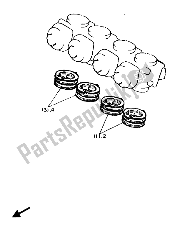 All parts for the Alternate (intake) of the Yamaha FZ 750R 1989