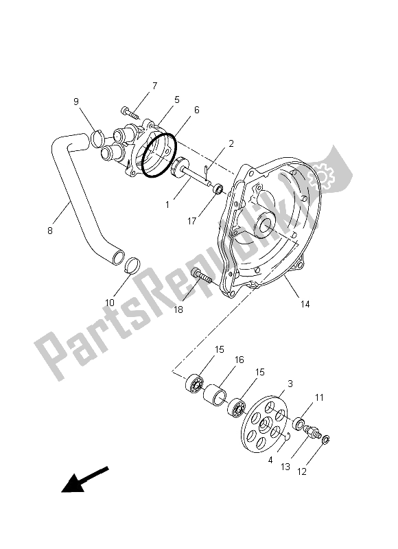 All parts for the Water Pump of the Yamaha YQ 50L Aerox 50 TH Anniversary 2012