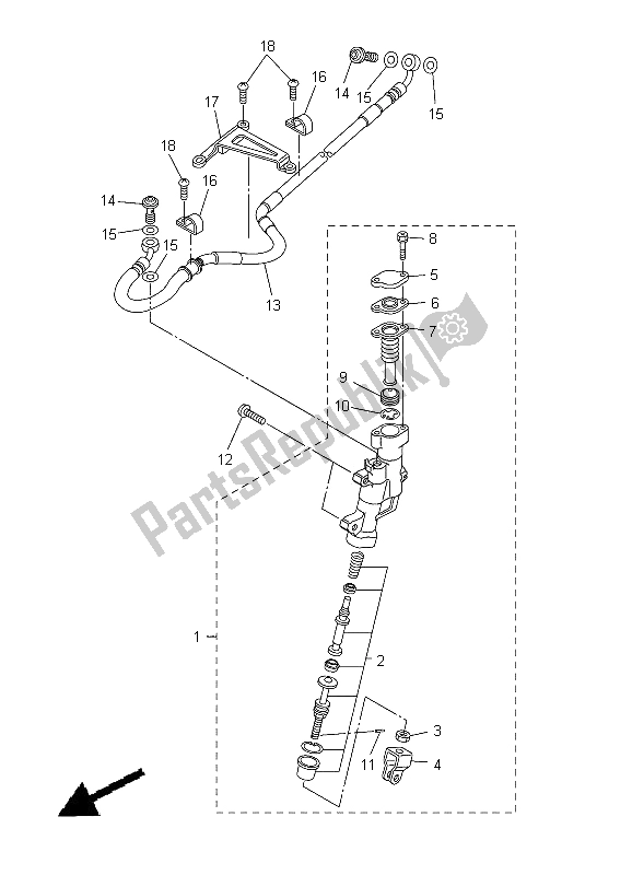 All parts for the Rear Master Cylinder of the Yamaha WR 250X 2012