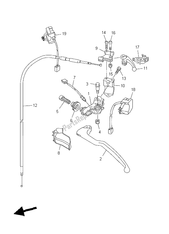 All parts for the Handle Switch & Lever of the Yamaha WR 250F 2009