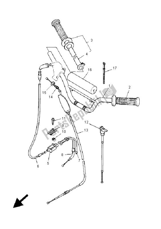 Alle onderdelen voor de Stuurhendel En Kabel van de Yamaha PW 80 2001