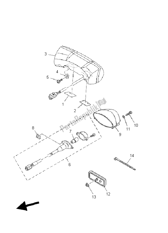 Todas as partes de Luz Traseira do Yamaha MT 01 1670 2009
