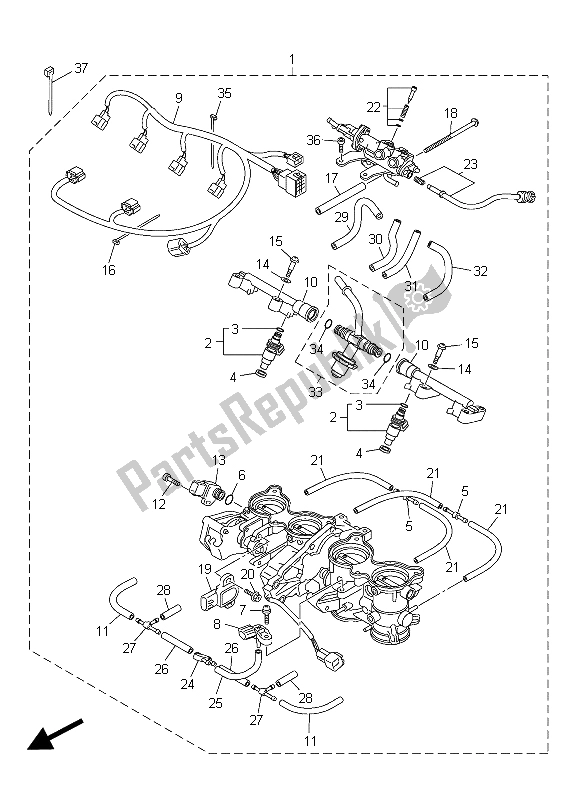 All parts for the Intake 2 of the Yamaha FZ8 SA 800 2015