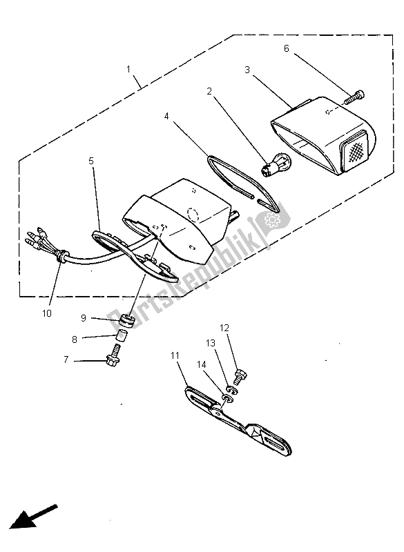 Alle onderdelen voor de Achterlicht van de Yamaha XV 250S 1999