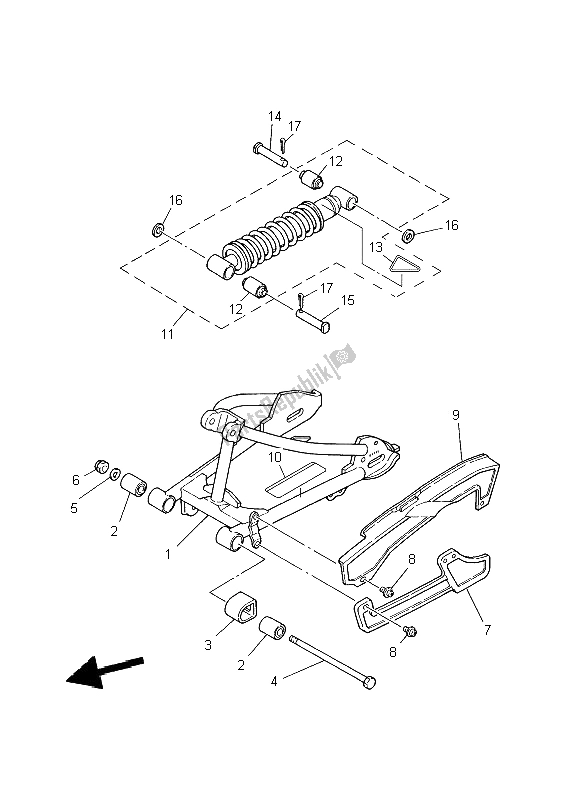 Todas las partes para Brazo Trasero Y Suspensión de Yamaha PW 80 2009