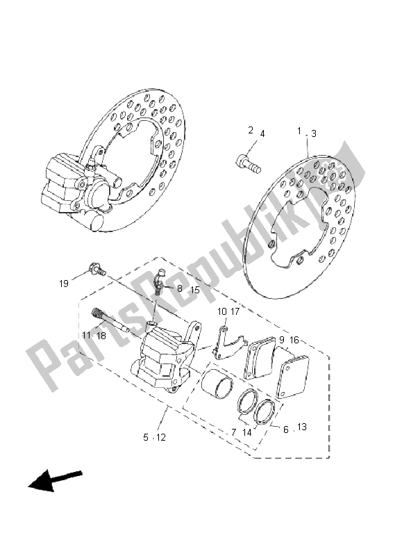 Tutte le parti per il Pinza Freno Anteriore del Yamaha YFM 350X Wolverine 2X4 2006