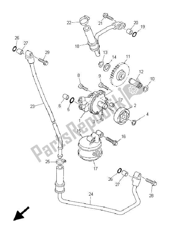 All parts for the Oil Pump of the Yamaha YZ 426F 2001