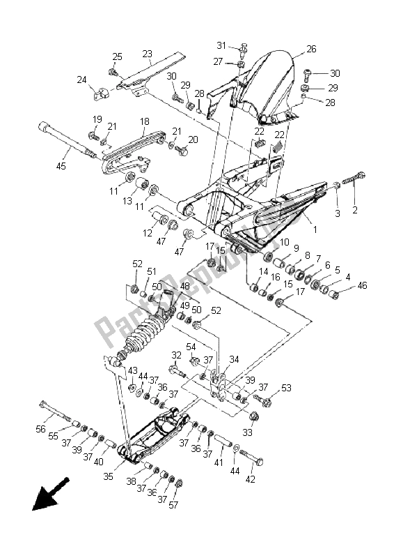 Toutes les pièces pour le Bras Arrière Et Suspension du Yamaha MT 01 1670 2005