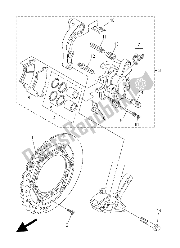 All parts for the Front Brake Caliper of the Yamaha YZ 125 2014