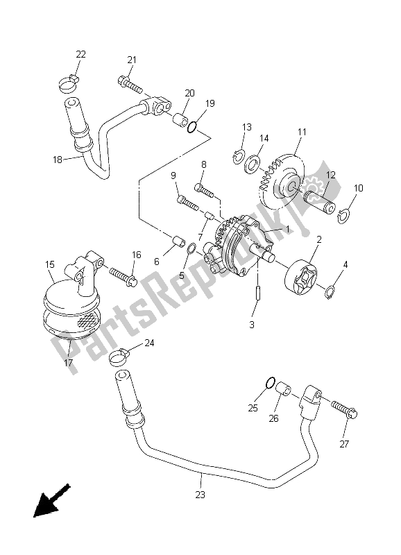 All parts for the Oil Pump of the Yamaha YZ 450F 2005