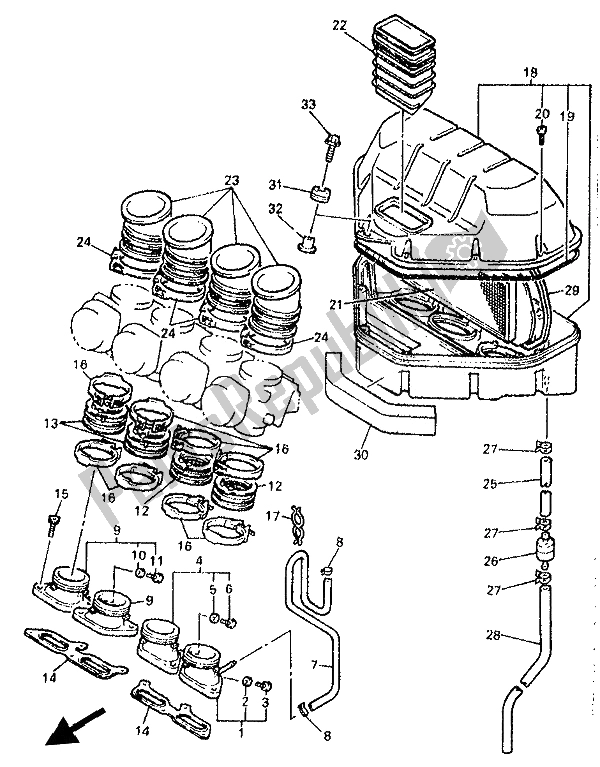 Alle onderdelen voor de Inname van de Yamaha YZF 750R 1993