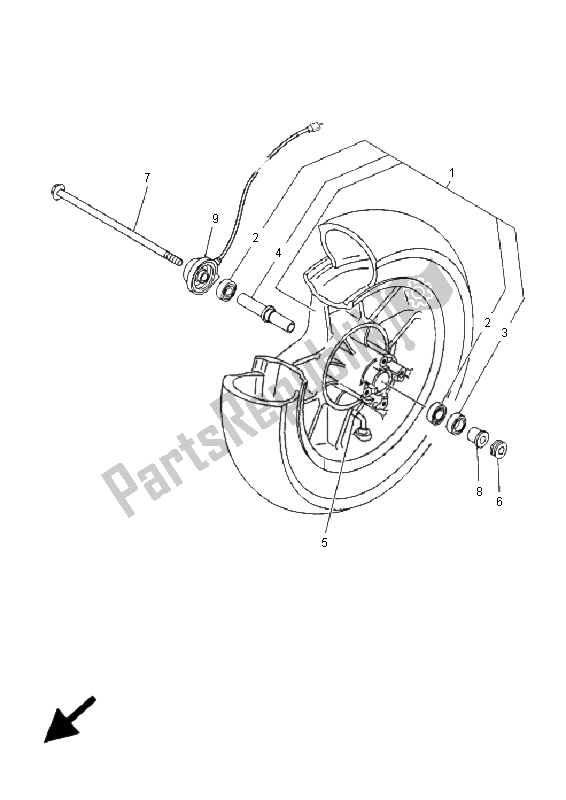 Toutes les pièces pour le Roue Avant du Yamaha YP 125E Majesty 2005