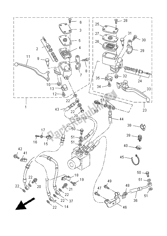 Toutes les pièces pour le Maître-cylindre Avant du Yamaha YP 400 RA 2015