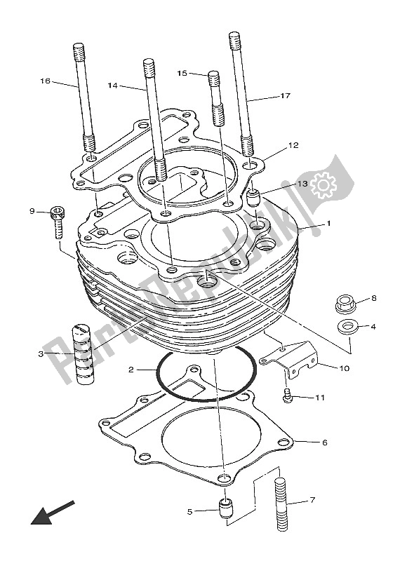 All parts for the Cylinder of the Yamaha SR 400 2016