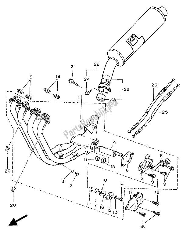 Toutes les pièces pour le échappement du Yamaha FZR 1000 1989