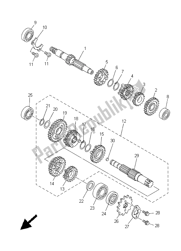 Todas las partes para Transmisión de Yamaha YBR 125 ED 2005