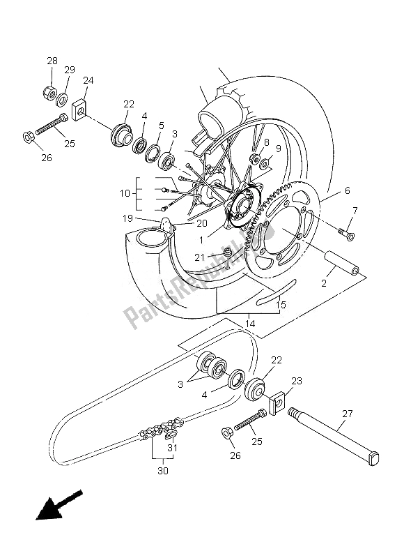 All parts for the Rear Wheel of the Yamaha YZ 250F 2013