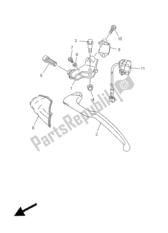 All parts for the Handle Switch & Lever of the Yamaha YZ 450F 2012