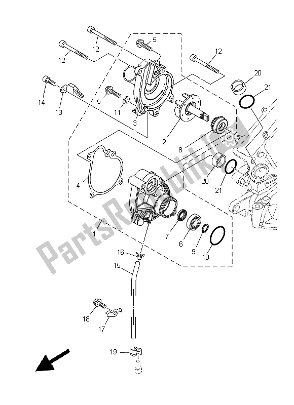 All parts for the Water Pump of the Yamaha XT 1200Z 2014