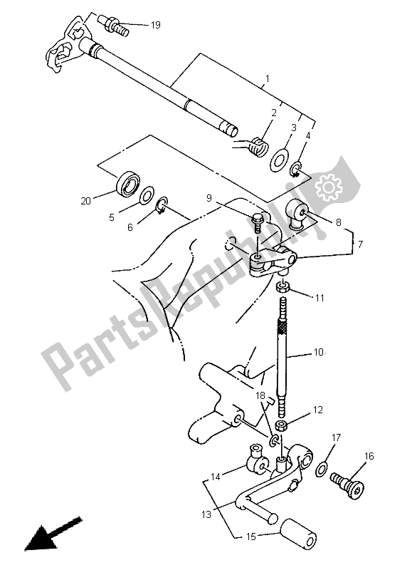 Toutes les pièces pour le Arbre De Changement du Yamaha TRX 850 1996