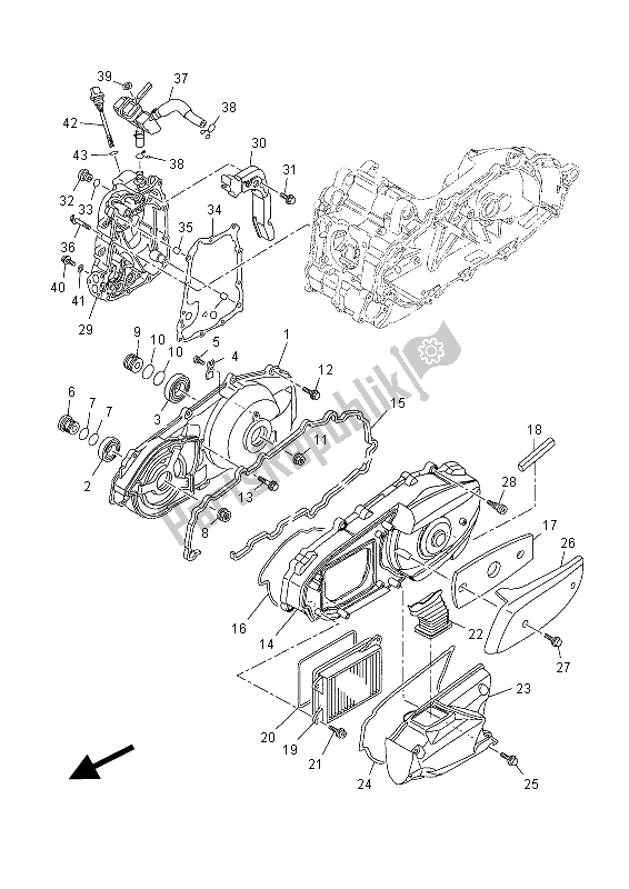 Toutes les pièces pour le Couvercle De Carter 1 du Yamaha YP 400 RA 2014