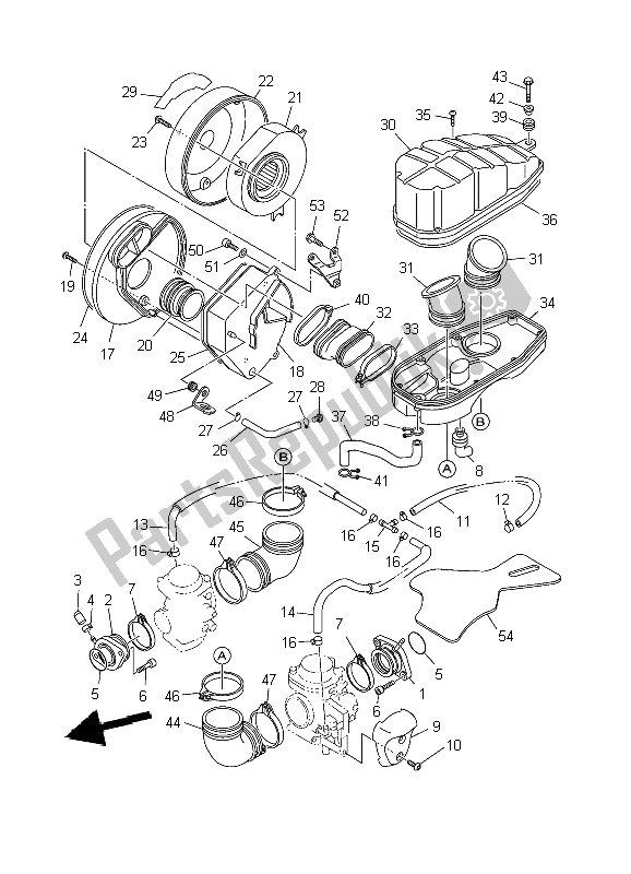 All parts for the Intake of the Yamaha XVS 1100 Dragstar 2002