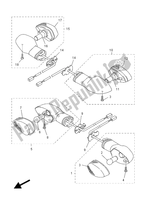 All parts for the Flasher Light of the Yamaha FZ1 N 1000 2012