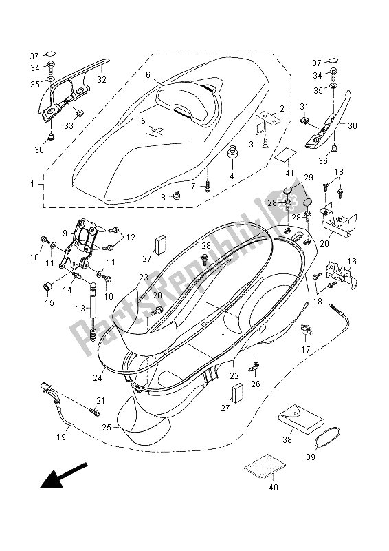 All parts for the Seat of the Yamaha YP 400R 2014