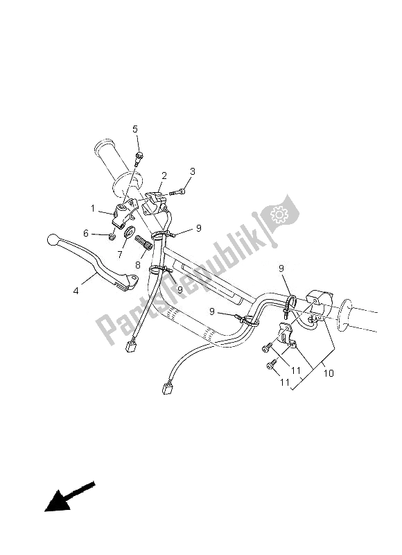 All parts for the Handle Switch & Lever of the Yamaha TT R 110E 2013