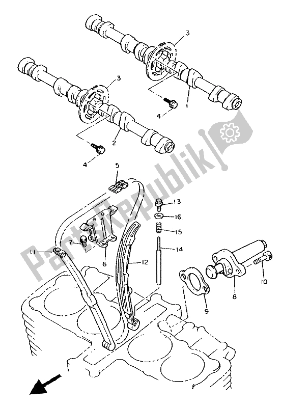 All parts for the Camshaft & Chain of the Yamaha FJ 1200A 1992