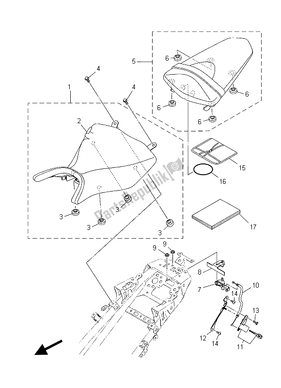 All parts for the Seat of the Yamaha YZF R3A 300 2015