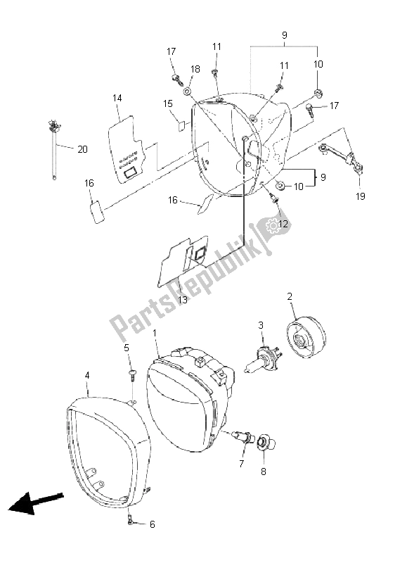 Toutes les pièces pour le Phare du Yamaha XVS 1300A 2011