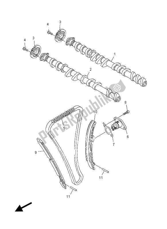 Alle onderdelen voor de Nokkenas & Ketting van de Yamaha FZ1 NA 1000 2012