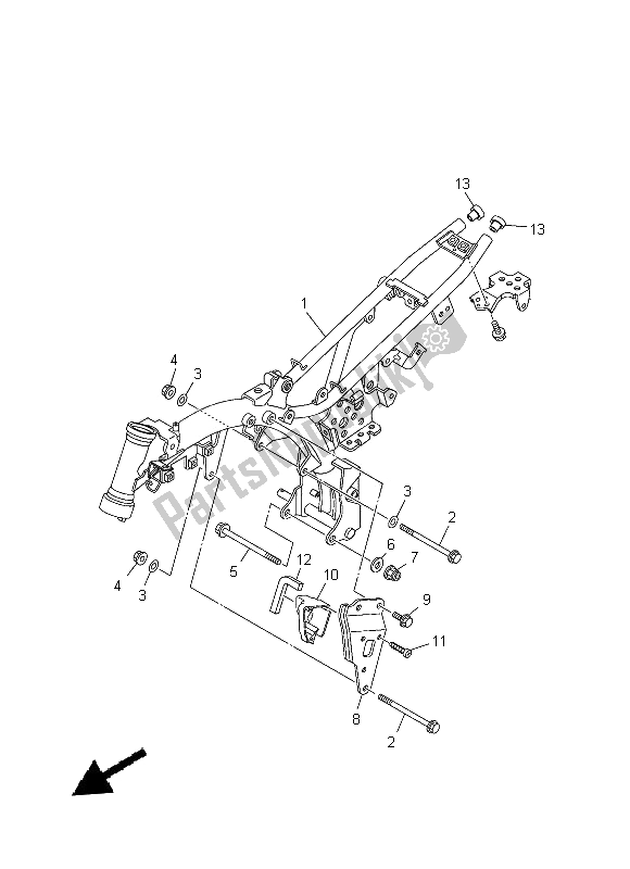 All parts for the Frame of the Yamaha TT R 50E 2014