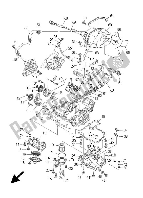 All parts for the Oil Pump of the Yamaha TDM 900 2005