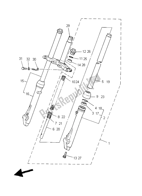 Todas as partes de Garfo Dianteiro do Yamaha PW 80 2004