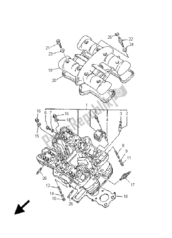 All parts for the Cylinder Head of the Yamaha XJ 600N 2001