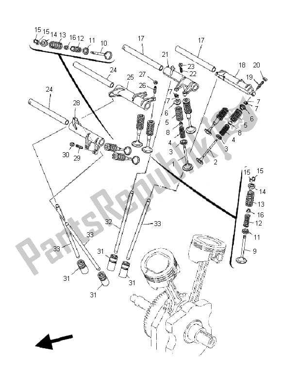 Todas as partes de Válvula do Yamaha MT 01 1670 2007