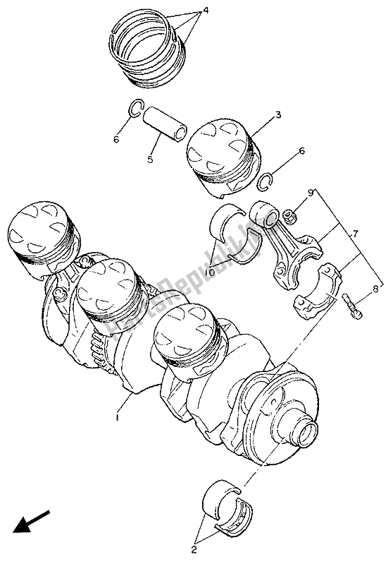 Todas las partes para Cigüeñal Y Pistón de Yamaha FZX 750 1987