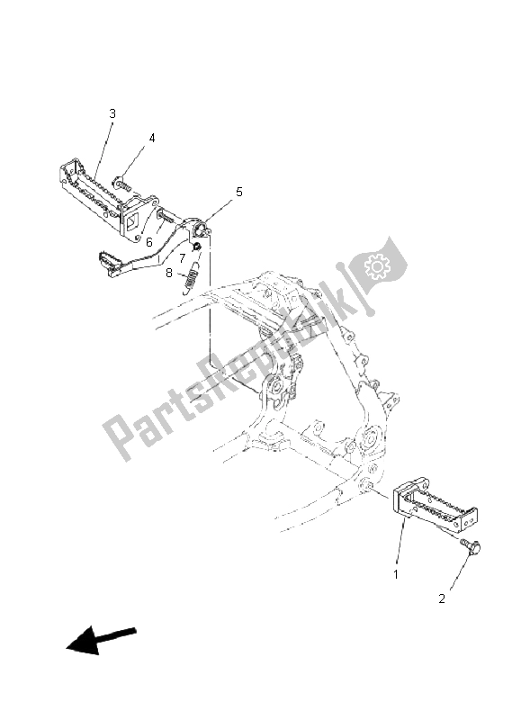 All parts for the Stand & Footrest of the Yamaha YFZ 450 SE 2008