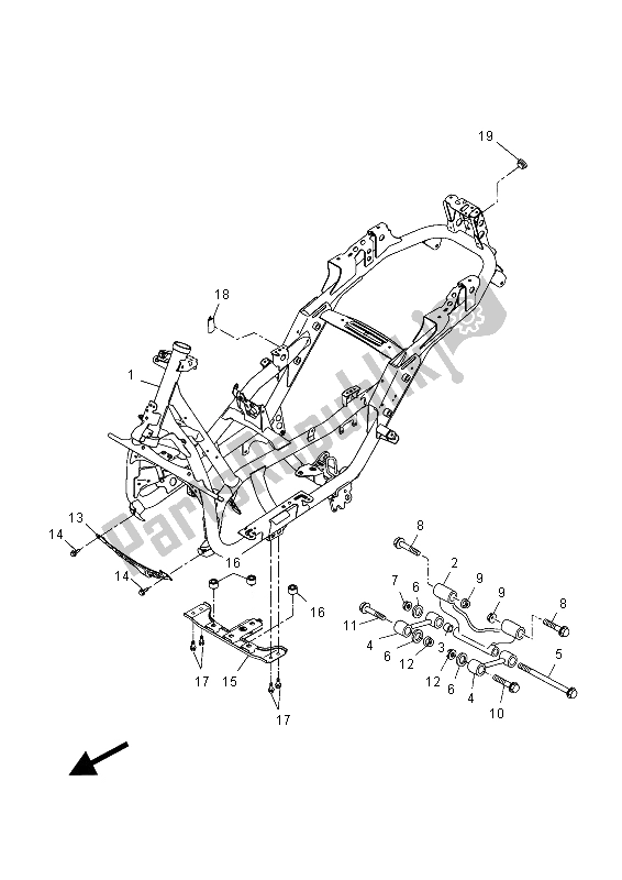 All parts for the Frame of the Yamaha YP 125R 2015