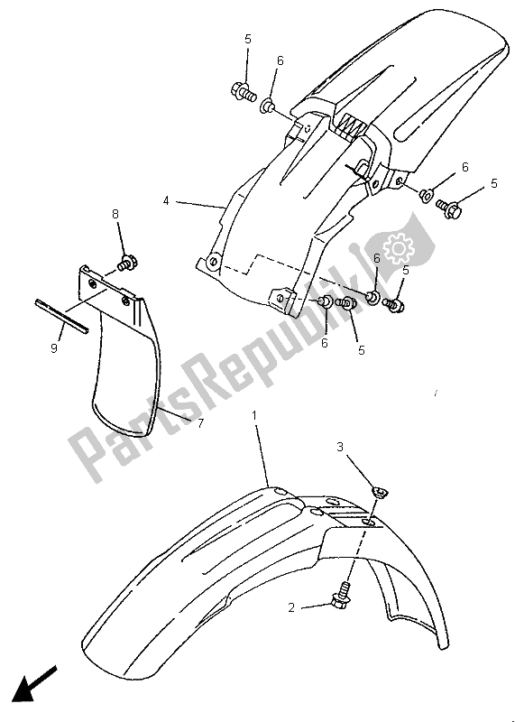 All parts for the Fender of the Yamaha YZ 80 LC 1995