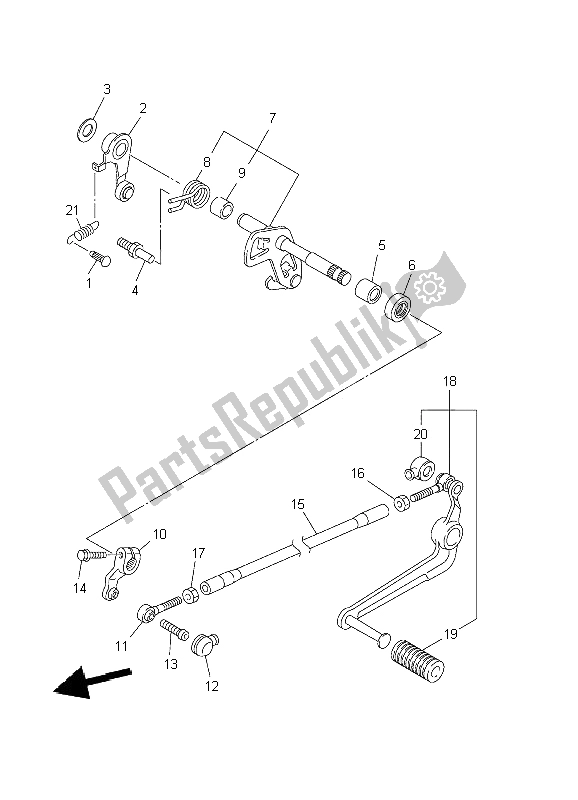 Alle onderdelen voor de Schakelas van de Yamaha YZF R1 1000 2002