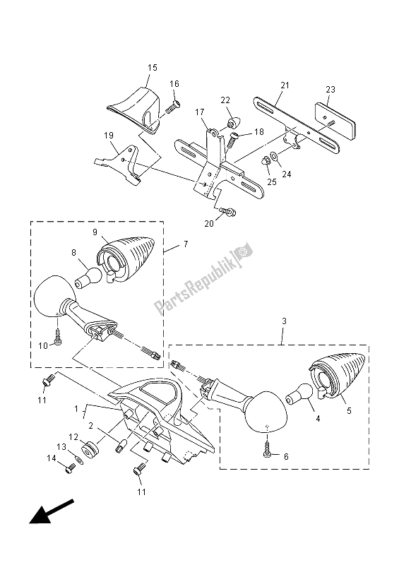 Tutte le parti per il Fanale Posteriore del Yamaha XV 1900A 2012