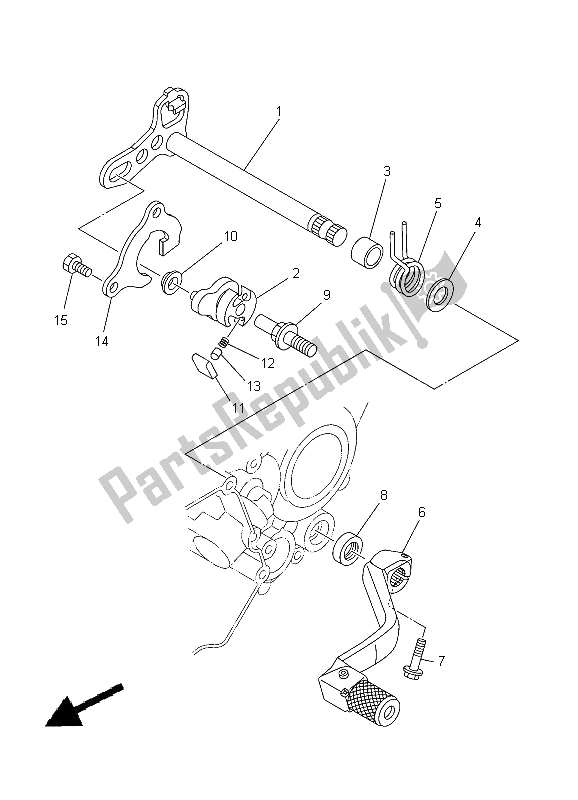 All parts for the Shift Shaft of the Yamaha YZ 250 2012