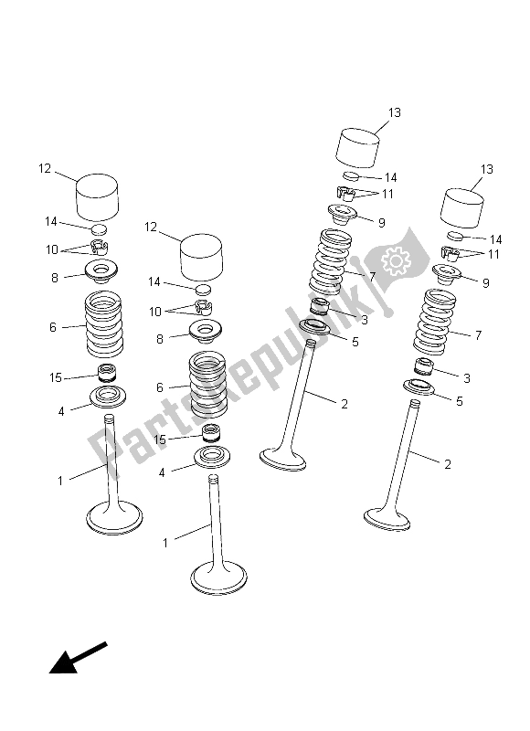 All parts for the Valve of the Yamaha WR 250F 2015