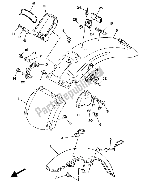 All parts for the Fender of the Yamaha XV 535 Virago 1989