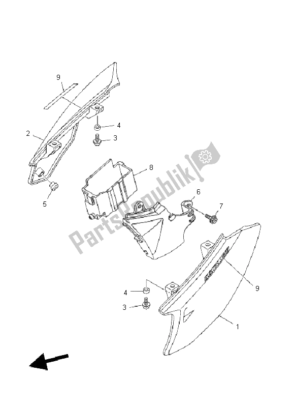 All parts for the Side Cover of the Yamaha TT R 50E 2011