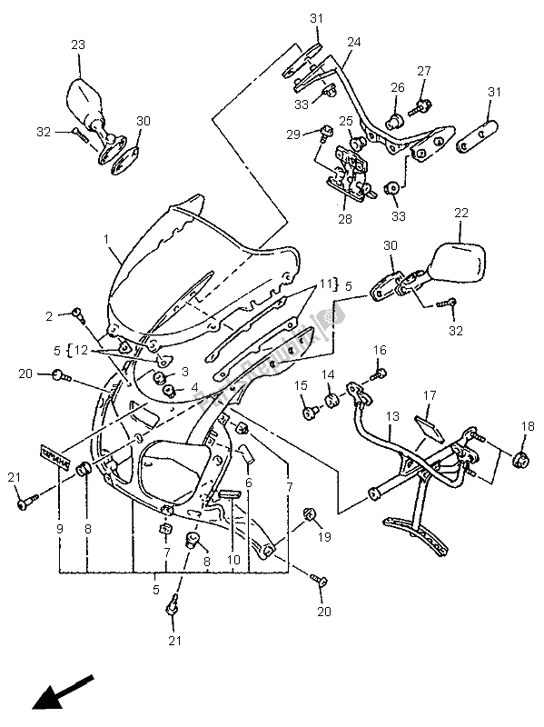 Toutes les pièces pour le Capot 1 du Yamaha YZF 750R 1996