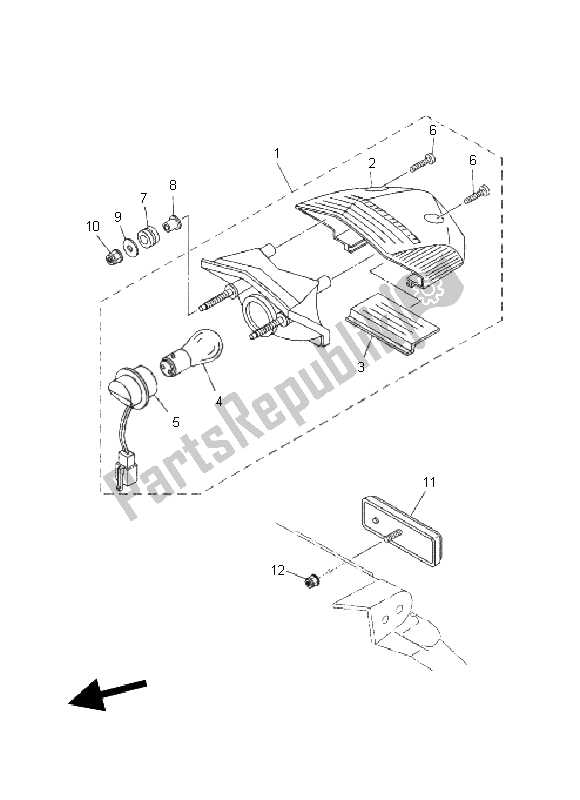 All parts for the Taillight of the Yamaha XT 660R 2011